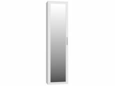 Atara - armoire d'entrée avec grand miroir - 180x50x35 cm - deux étagères + barre penderie - meuble d'entrée - blanc