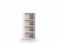 Bibliothèque verticale avec 3 étagères réglables, 100% made in italy, etagère classique, etagère pour bureau ou salon, 60x30h130 cm, couleur blanc et