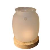 Brûle parfum Inspiration en verre et rondelle de bois - H11,5 cm