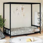 Cadre de lit pour enfants noir 90x190 cm bois de pin