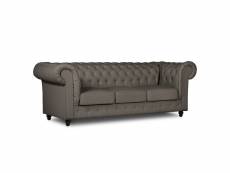 Canapé chesterfield 3 places en simili cuir taupe - wilston CHEST-TAUP-3