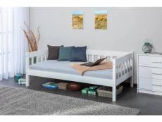 Canapé-lit simple, en pin massif blanc, 98x205x63 cm, sommier à lattes inclus 8052773561174