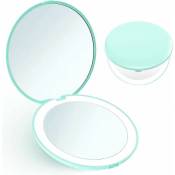 Choyclit - hd pliant avec lumière compacte ronde led miroir cosmétique modèle de batterie double face 10X miroir de poche grossissant,Couleur: 10x