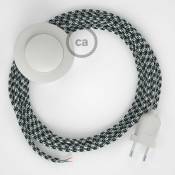 Cordon pour lampadaire, câble RP04 Effet Soie Bicolore Blanc-Noir 3 m. Choisissez la couleur de la fiche et de l'interrupteur Blanc