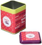 Delys-By-Verceral 515596 Boîte à thé, rangement pour votre vrac de thé, petite boîte métal, décor rouge et fleuri, 8 x 8 x 10 cm