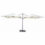 Double parasol déporté carré en aluminium 3 x 3m écru - Ecru