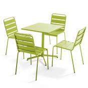 Ensemble table de jardin carrée et 4 chaises vert