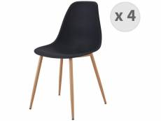 Ester - chaise scandinave noir pieds métal bois (x4)