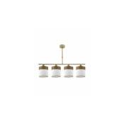 Fabrilamp - Cloe Lampe 4xe14 Cuir/blanc-bois foncé
