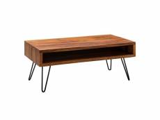 Finebuy basse finebuy 100x40x50 cm table basse en bois massif métal sheesham | table de salon design rectangulaire | table basse solide | grande table