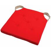 Gadget Et Bazar - Coussin de chaise - reversible - Rouge et Lin 38 x 38 cm
