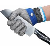 Gants de protection pour la coupe Hachoir Tranchage de la viande Traitement des gants en acier inoxydable résistant aux coupures GL09 L(Un gant) Fei