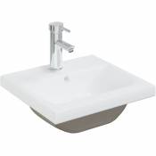 Helloshop26 - Lavabo salle de bain encastré avec robinet 42 cm céramique blanc - Blanc