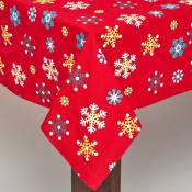 Homescapes - Nappe de table Flocons de neige Rouge