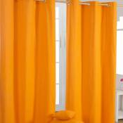 Homescapes - Paire de rideaux à œillets Uni Orange