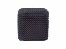 Homescapes pouf repose-pieds en tricot - cube noir SF1365