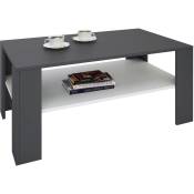 Idimex - Table basse lorient, table de salon rectangulaire avec 1 étagère espace de rangement ouvert, en mélaminé gris mat et blanc mat - gris/blanc