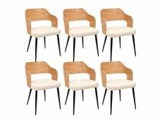 Kilpa - lot de 6 fauteuils bois et métal assise en tissu bouclettes