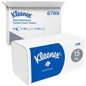 Kleenex Essuie-mains pliés 6789 - 15 x paquets de 186 feuilles en papier (2 790 au total)