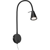 Lampe de lit led Briloner leuchten tusa, 5 w, 400 lm, IP20, noir, métal, incl., 1x GU10, bras flexible, 45 x 8 x 20,5 cm