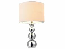 Lampe de table chevet e14 métal textile 43 cm blanc et chrome helloshop26 03_0002514