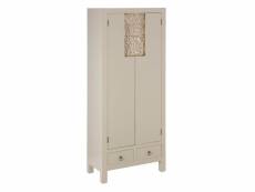 Lazie - armoire 2 portes coloris greige et motif floral