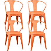 Lot 4 Chaises de salle à manger Strong Vintage 53x45x80cm Thinia Home - Orange