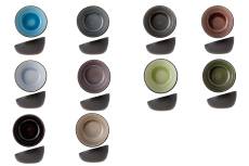 Lot de 10 Bols ovales en Grès, multicolore, D16XH9,5
