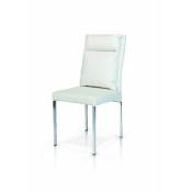 Lot de 2 chaises blanches rembourré en simili cuir avec structure en métal chromé - Bianco