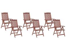 Lot de 6 chaises de jardin bois foncé