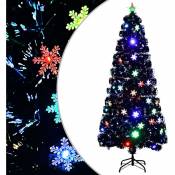 Maisonchic - Sapin de Noël artificiel | Arbre de Noël lumineux et flocons de neige led Noir 180 cm Fibre optique 57515