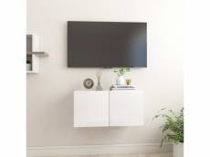 Meuble tv suspendu blanc brillant 60x30x30 cm