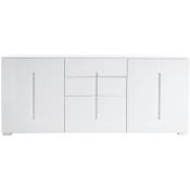 Miliboo - Buffet design blanc laqué brillant 2 portes 3 tiroirs L180 cm ted - Blanc