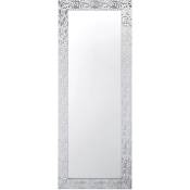 Miroir Mural Glamour avec Cadre en Plastique Couleur Argentée Brillant de Forme Rectangulaire 50 x 130 cm Beliani