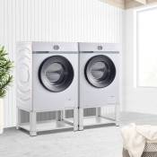Nova - Double support avec étagère pour les machines à laver standard avec de l'acier blanc