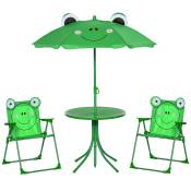 Outsunny Ensemble salon de jardin pour enfants 2 chaises pliables 1 table 1 parasol hauteur réglable Ø 50 x 46 cm vert