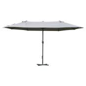 Outsunny Parasol de jardin XXL parasol grande taille 4,6L x 2,7l x 2,4H cm ouverture fermeture manivelle acier polyester haute densité gris