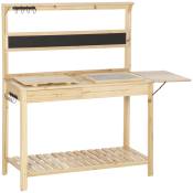 Outsunny Table de rempotage jardinage avec étagère tiroir 8 crochets tamis métallique inclus bois massif de sapin 151 x 45,5 x 143 cm naturel