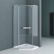 Paroi de douche pentagonale 100x100 Sogood Ravenna8 cabine de douche transparent en verre de sécurité 8mm avec revêtement NANO