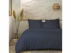 Parure de lit housse de couette avec taies d'oreiller 100% percale de coton 80 fils bleu taille 220 x 240 cm PD12856-220