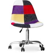 Patchwork Style - Chaise de Bureau à roulettes - Chaise de Bureau - Tapissée en Patchwork - Tessa Multicolore - Acier, pp, Tissu, Nylon - Multicolore