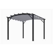 Pergola arche structure mixte aluminium/acier gris anthracite 11,22 m2 toiture gris 280 gr/m2 - PER3433GN - Habrita Foresta