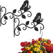 Petites Ecrevisses - 2x Crochet Suspension Plante Forme de Papillon Supports de Panier Suspendus en Métal pour Jardin Balcon Noir