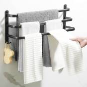 Porte-serviettes à trois niveaux Porte-serviettes de rangement Porte-serviettes en aluminium 50×24×14.4 Noir