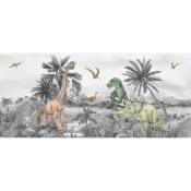 Poster géant horizontal Dinosaure en noir et blanc