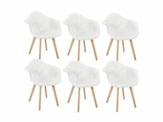 Rohan - lot de 6 fauteuils imitation laine motif patchwork blanc