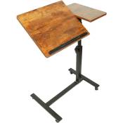 Skecten - Table réglable pour ordinateur portable, avec roulettes, support inclinable, HxLxP: 58-90x60x34,5 cm, brun ancien