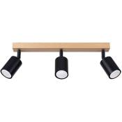 Spot verdo GU10 3 x 10W acier noir, bois L:19,5cm l:19,5cm H:117cm dimmable