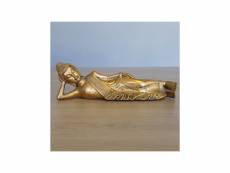 Statuette décorative bouddha couché - l 20 x l 13 x h 5 cm - doré