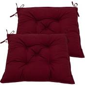 STILISTA® Lot de 2 coussins d'assise 40 x 40 x 8 cm Effet Visco Indoor et Outdoor, différentes couleurs, rouge foncé